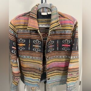 More by Lata Vintage Women Tapestry Jacket M Boho Aztec Southwestern Woven Multi